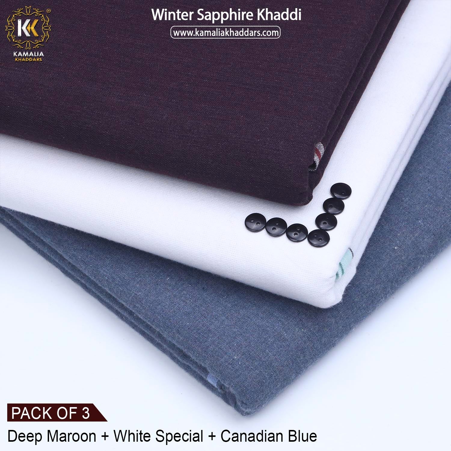 PACK OF 3 (WHITE SPECIAL+DEEP MAROONE+CANADIAN BLUE)