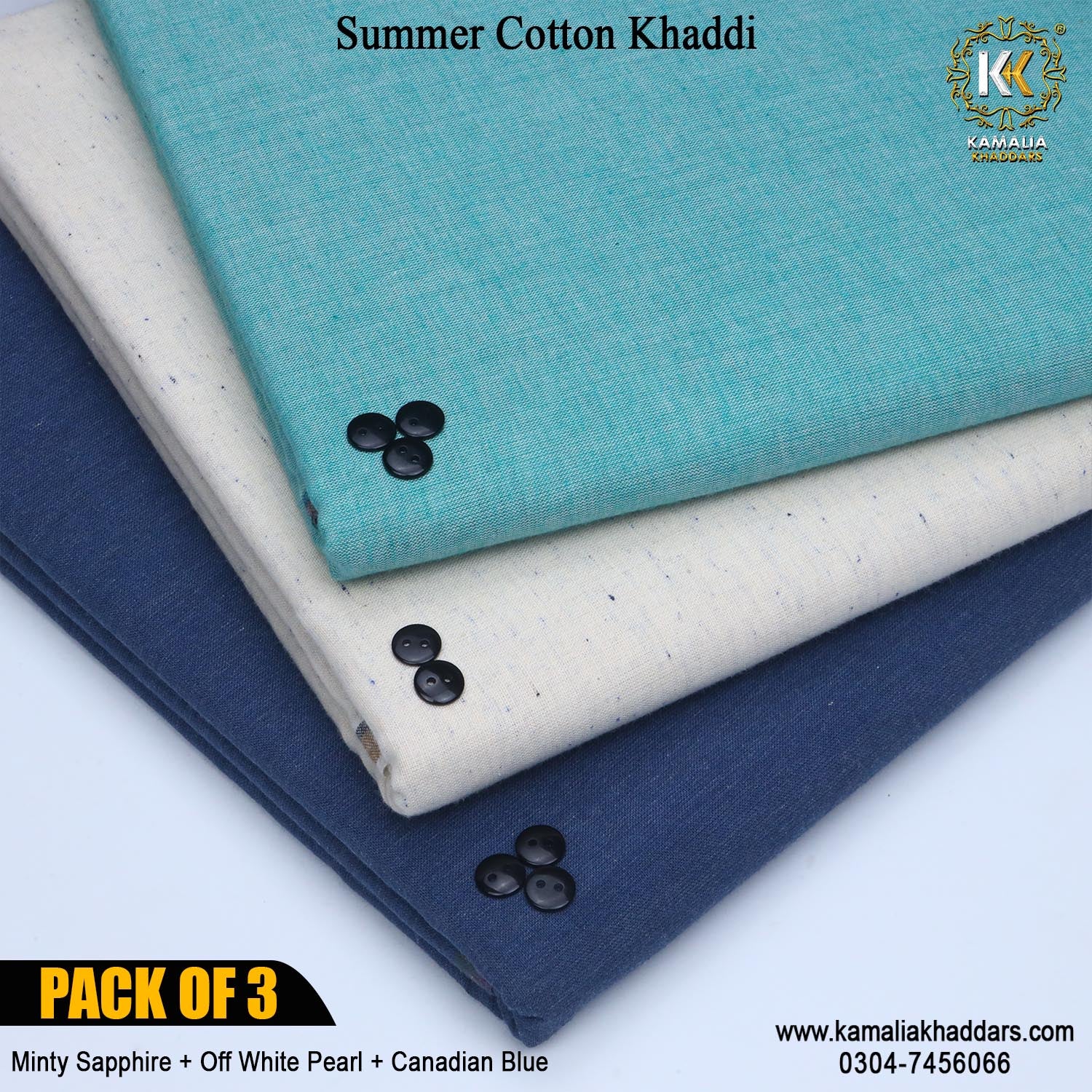 PACK OF 3 (Minty Sapphire+Offwhite Pearl+Canadian Blue)