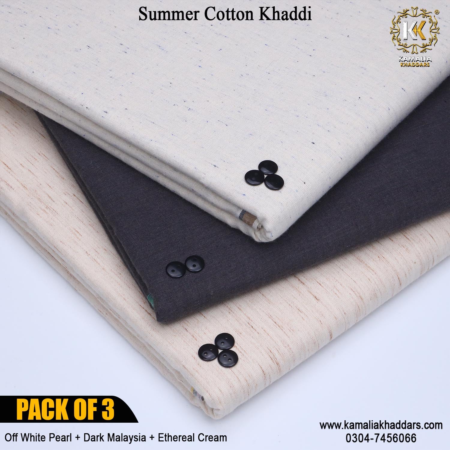 PACK OF 3 (Offwhite Pearl+Dark Malaysia+Ethereal Cream)