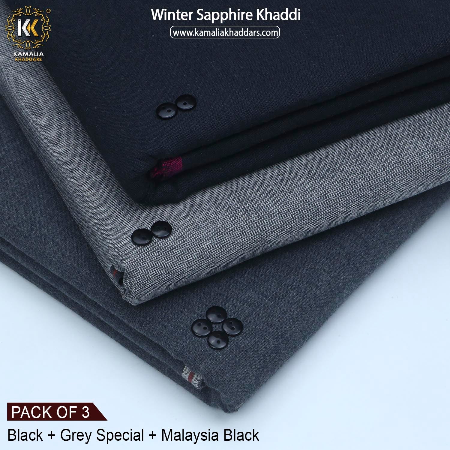 PACK OF 3 (JET BLACK+GREY SPECIAL+MALAYSIA GREY)