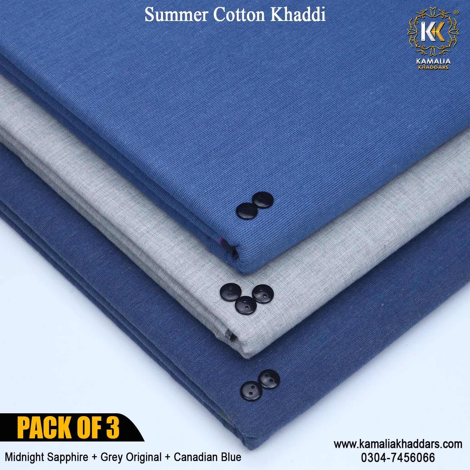 PACK OF 3 (Midnight Sapphire+Grey Original+Canadian Blue)