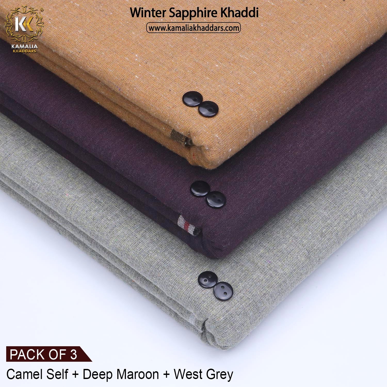 PACK OF 3 (CAMEL SELF+DEEP MAROON+WEST GREY)