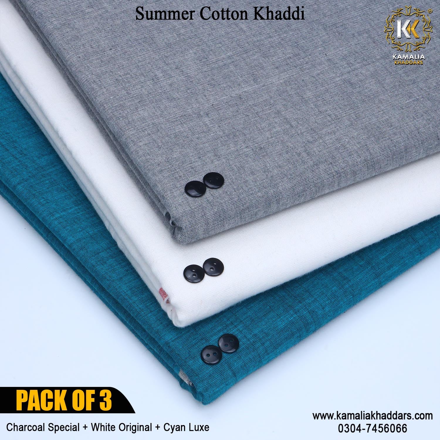 PACK OF 3 (Charcoal Special+White Original+Cyan Luxe)