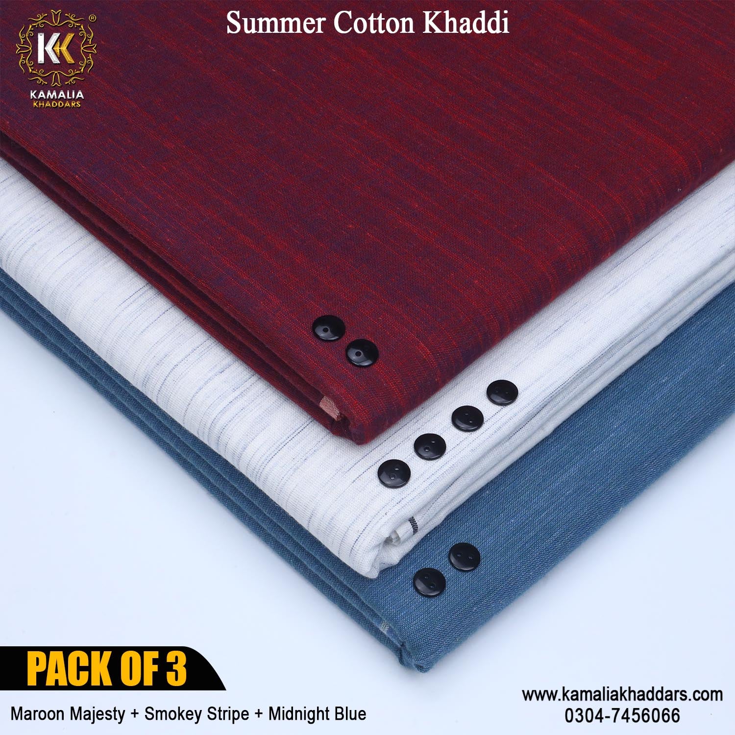 PACK OF 3 (Maroon Majesty+Smokey Stripe+Midnight Blue)