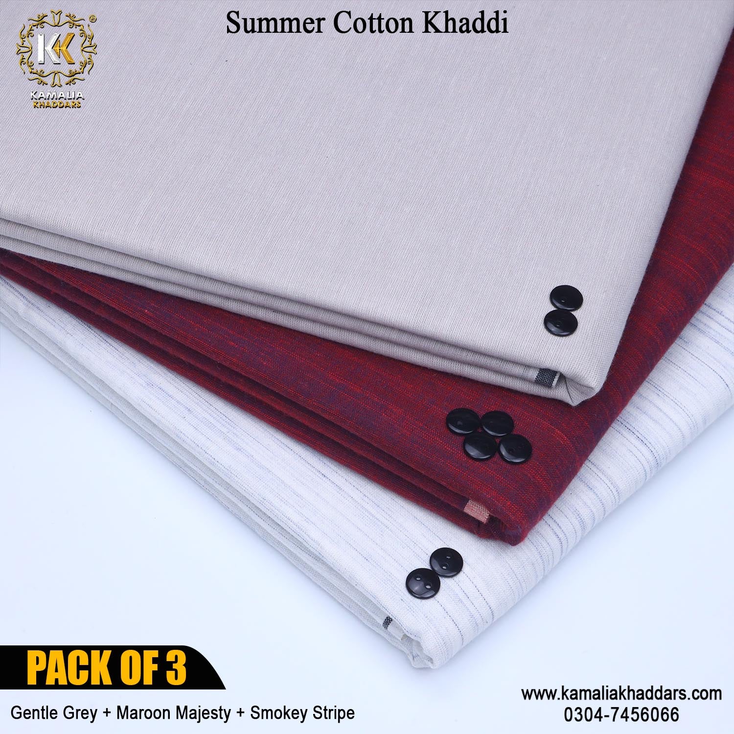 PACK OF 3 (Gentle Grey+Maroon Majesty+Smokey Stripe)