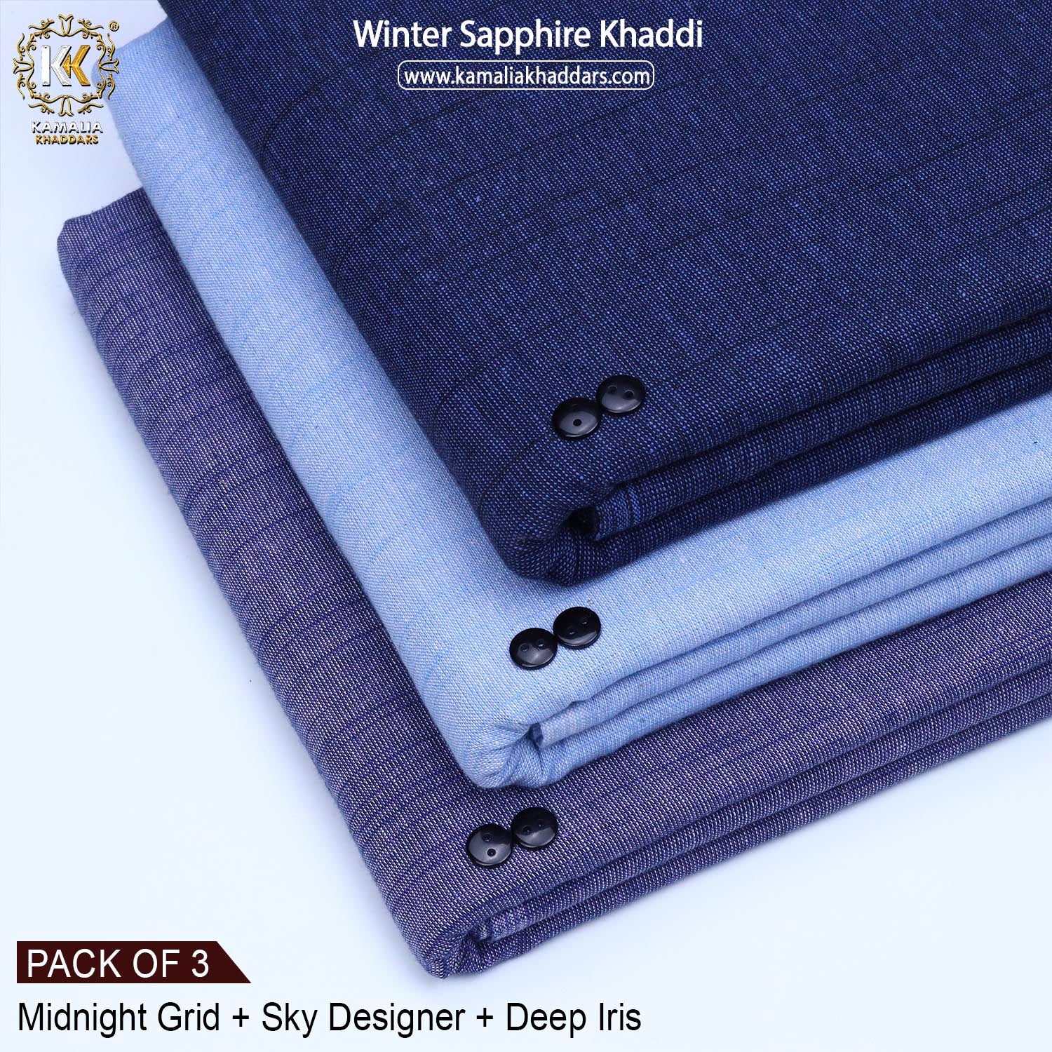 PACK OF 3 (MIDNIGHT GRID+SKY DESIGNER+DEEP IRIS)