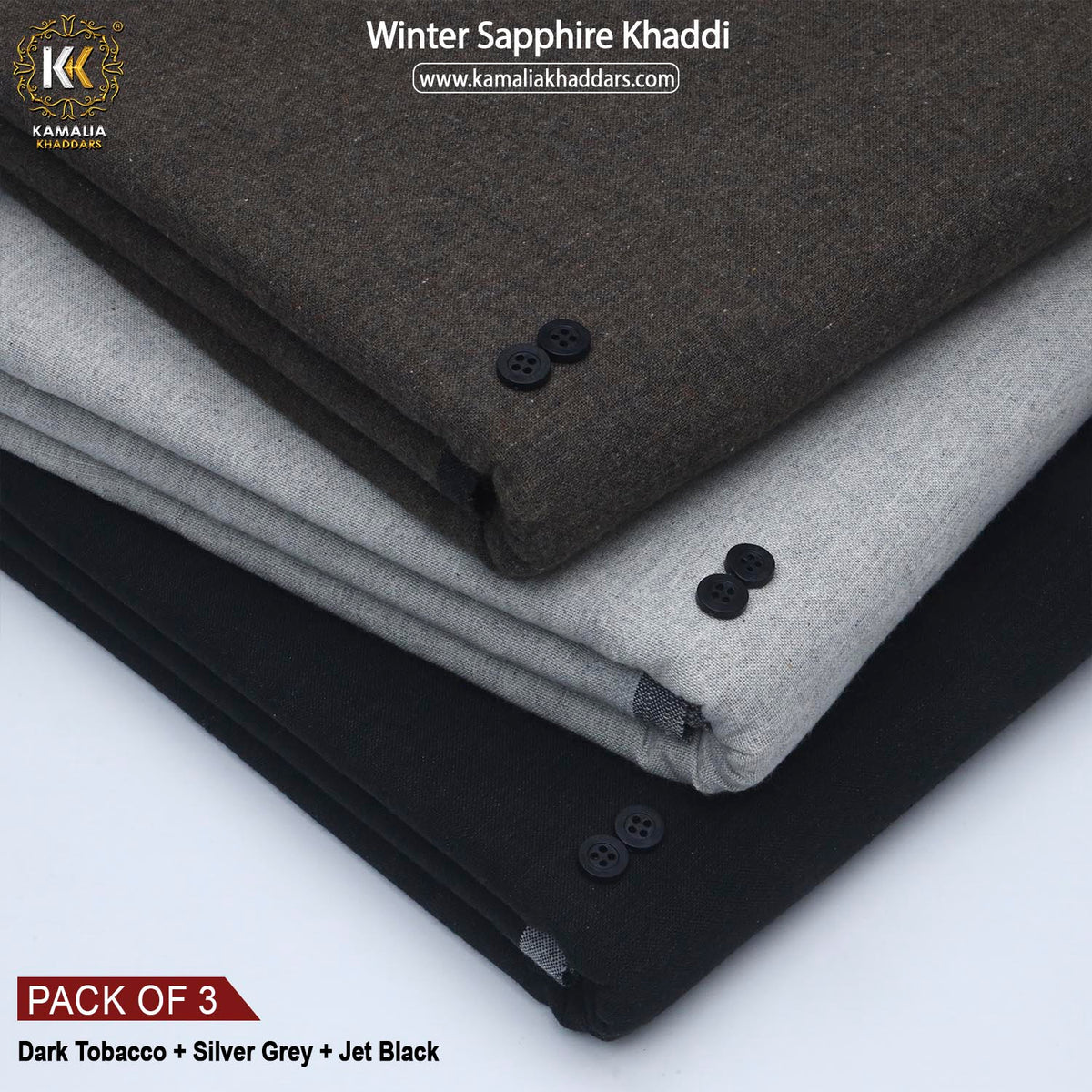 PACK OF 3 (DARK TOBACCO+SILVER GREY+JET BLACK)