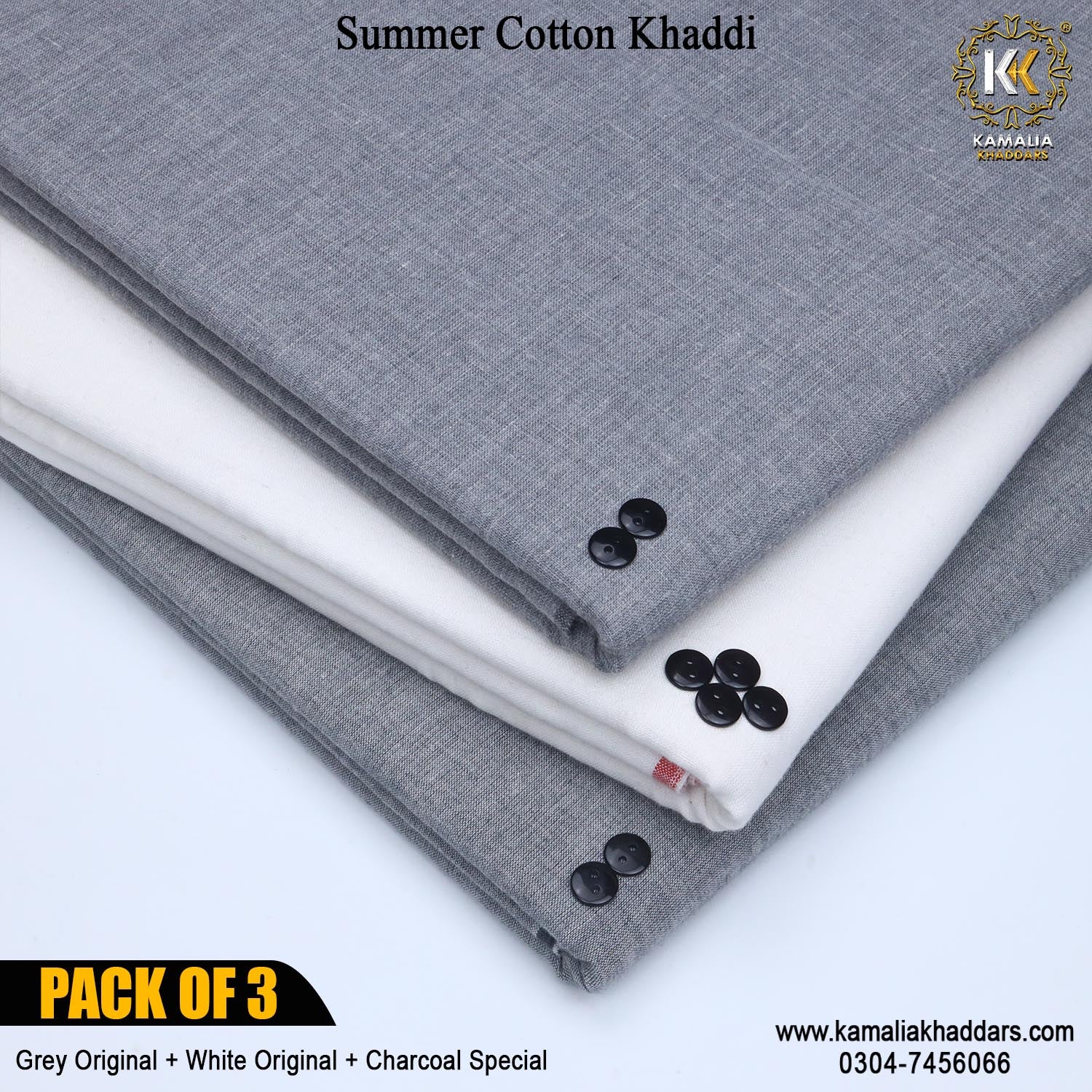 PACK OF 3 (Grey Original+White Original+Charcoal Special)