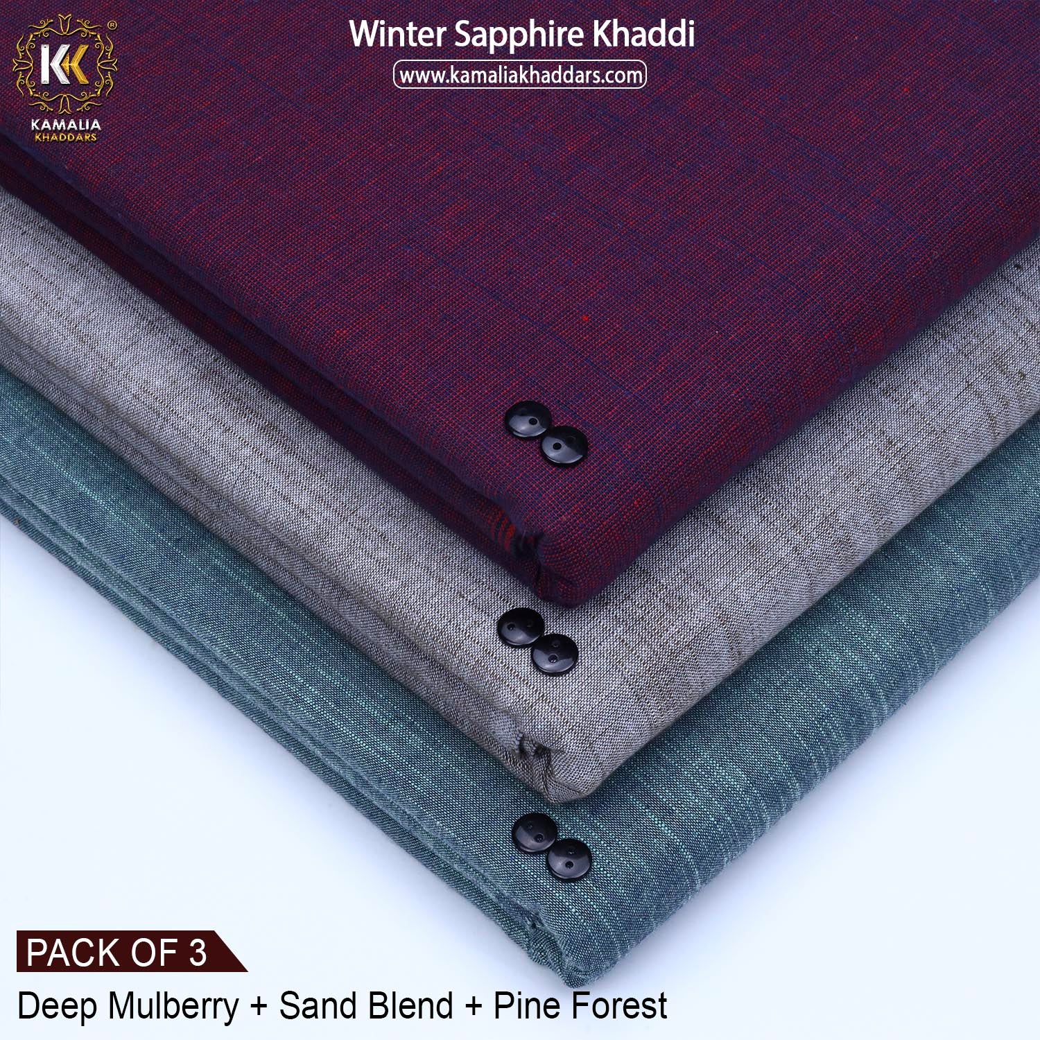 PACK OF 3 (DEEP MULBERRY+SAND BLEND+PINE FOREST)