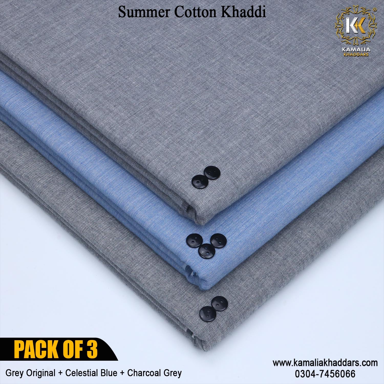 PACK OF 3 (Charcoal Special+Celestial Blue+Grey Original)