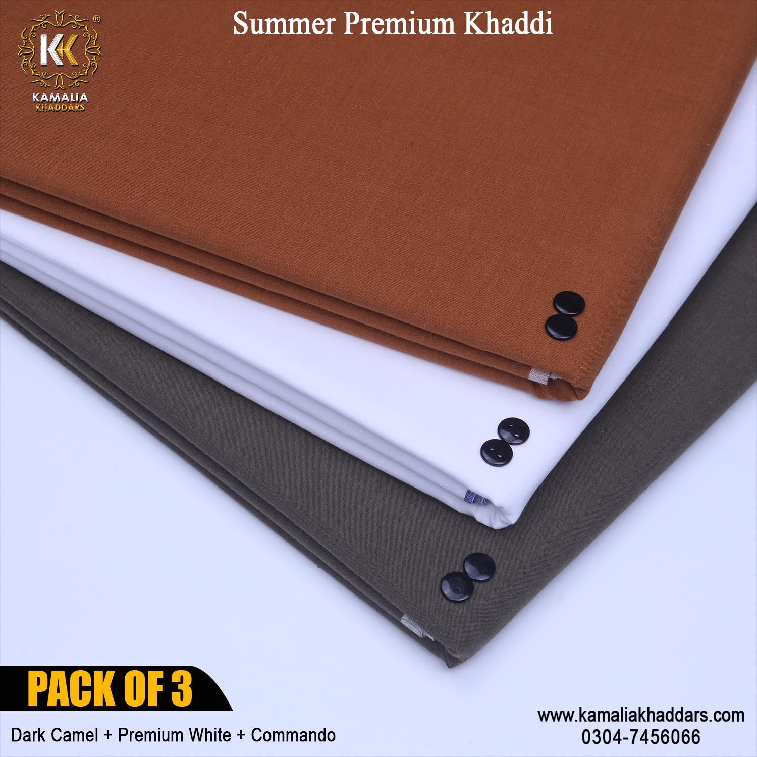 PACK OF 3 PREMIUM (Dark Camel+Premium White+Commando)