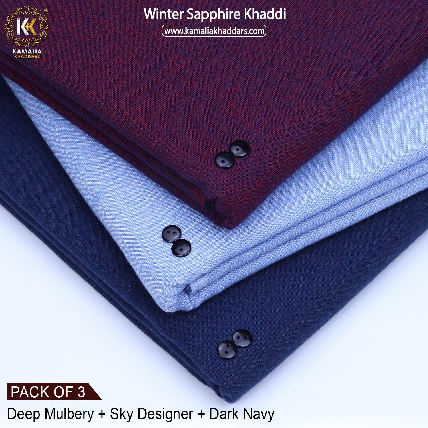 PACK OF 3 (DEEP MULBERRY+SKY DESIGNER+DARK NAVY)