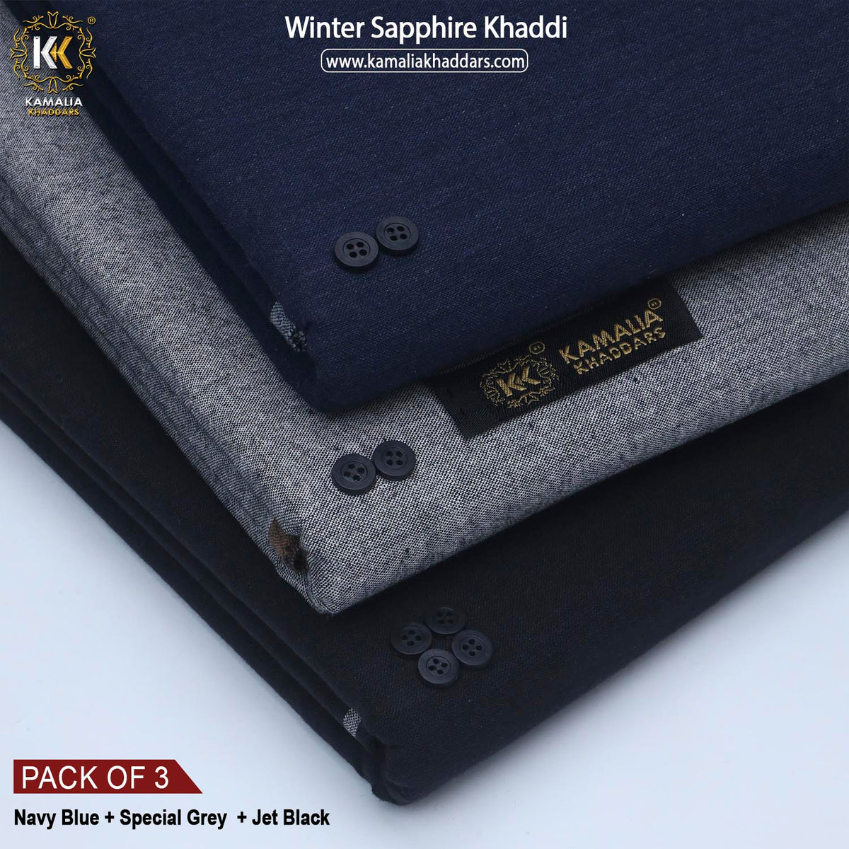 PACK OF 3 (NAVY BLUE+SPECIAL GREY+JET BLACK)