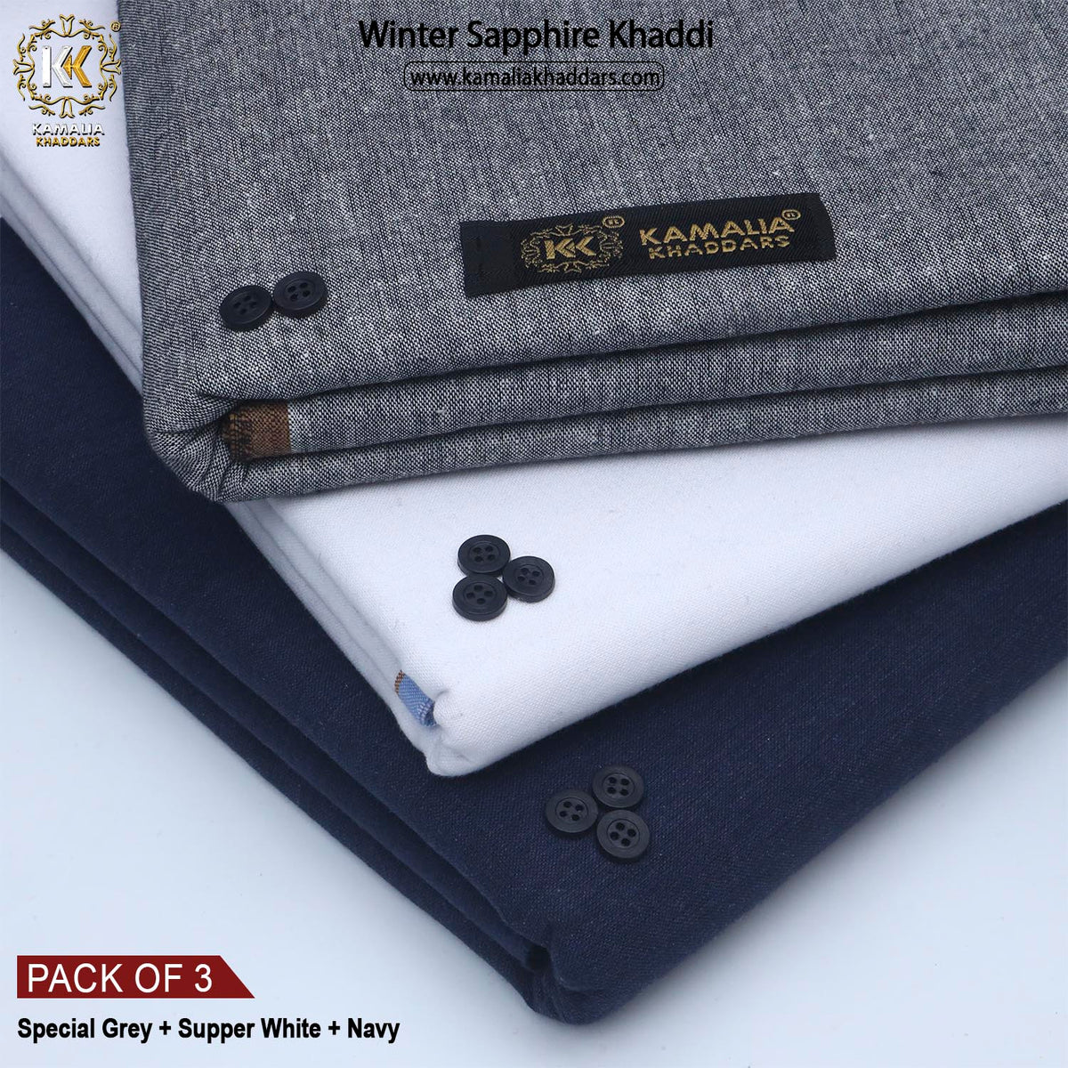 PACK OF 3 (SPECIAL GREY+SUPER WHITE+NAVY)