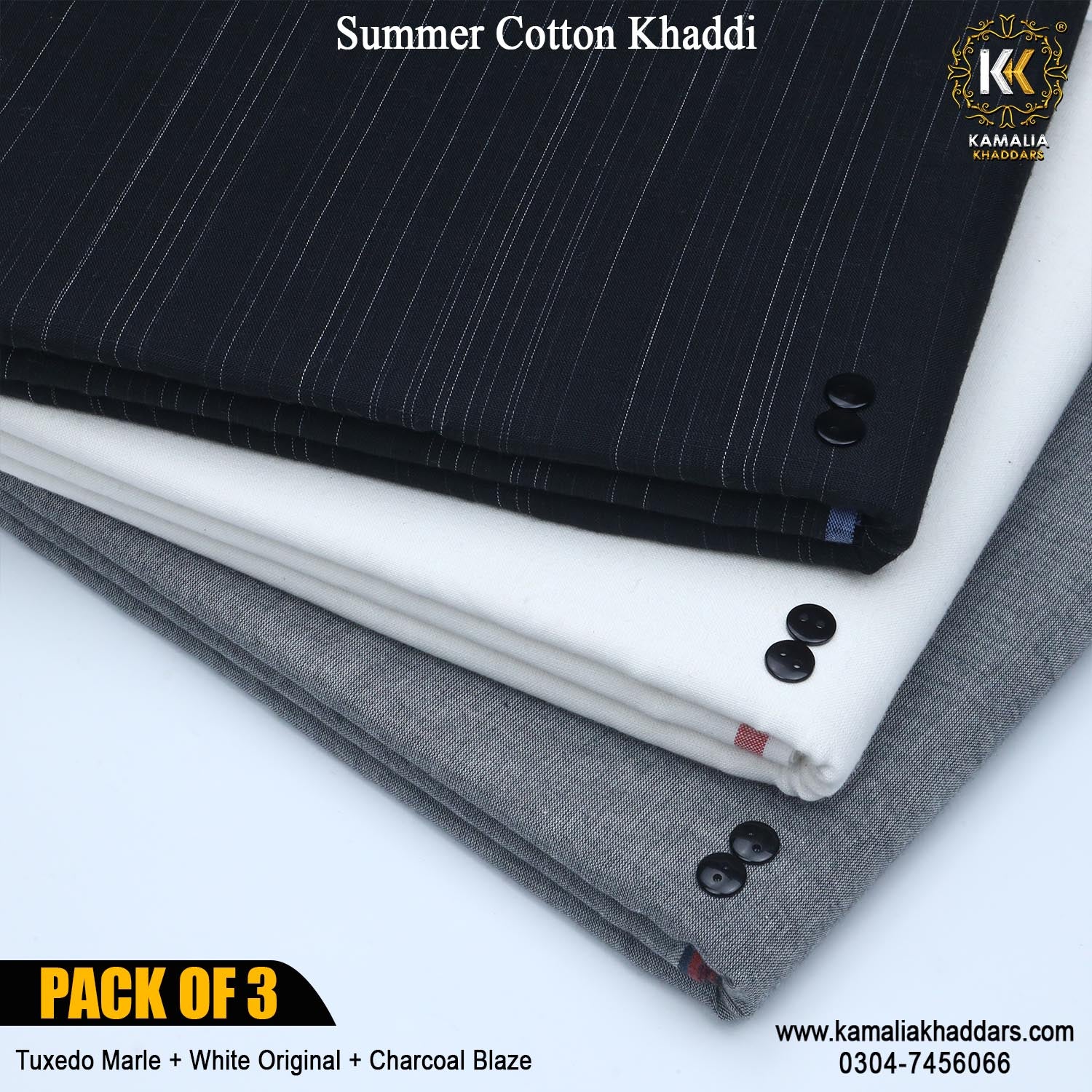 PACK OF 3 (Tuxedo Marel+White Original+Charcoal Blaze)