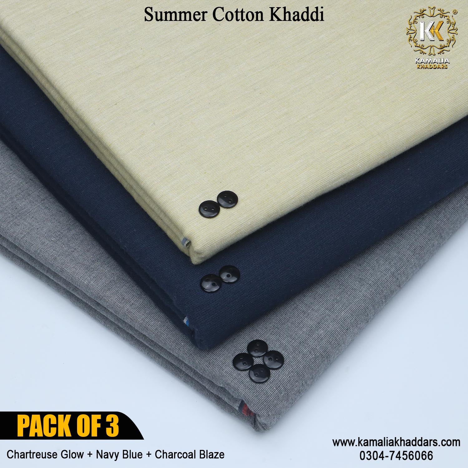 PACK OF 3 (Chartereuse Glow+Charcoal Blaze+Navy Blue)