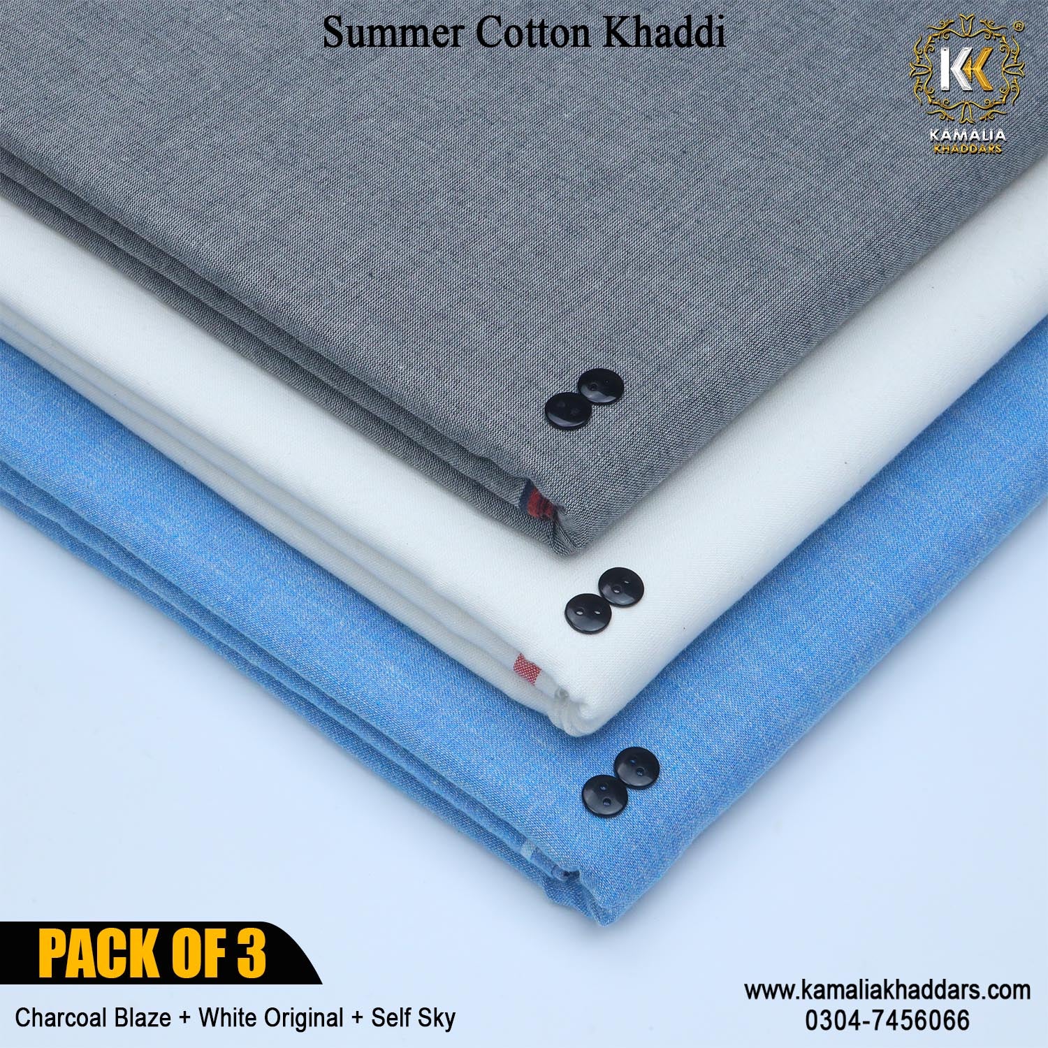 PACK OF 3 (Charcoal Blaze+White Original+Self Sky)